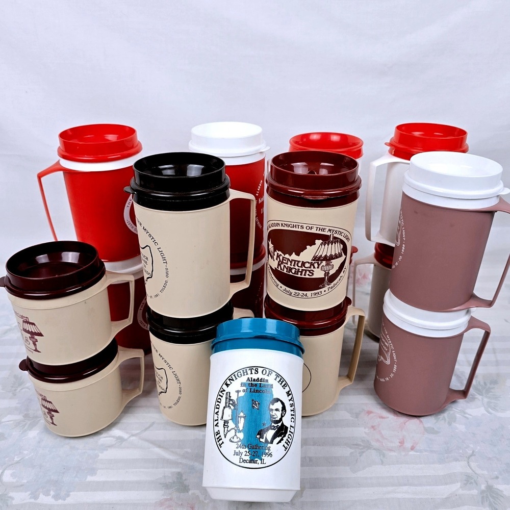 Vintage Aladdin Knights Mystic Light Mugs 17 Pc Lot 1988-1996 Commemorative Cup